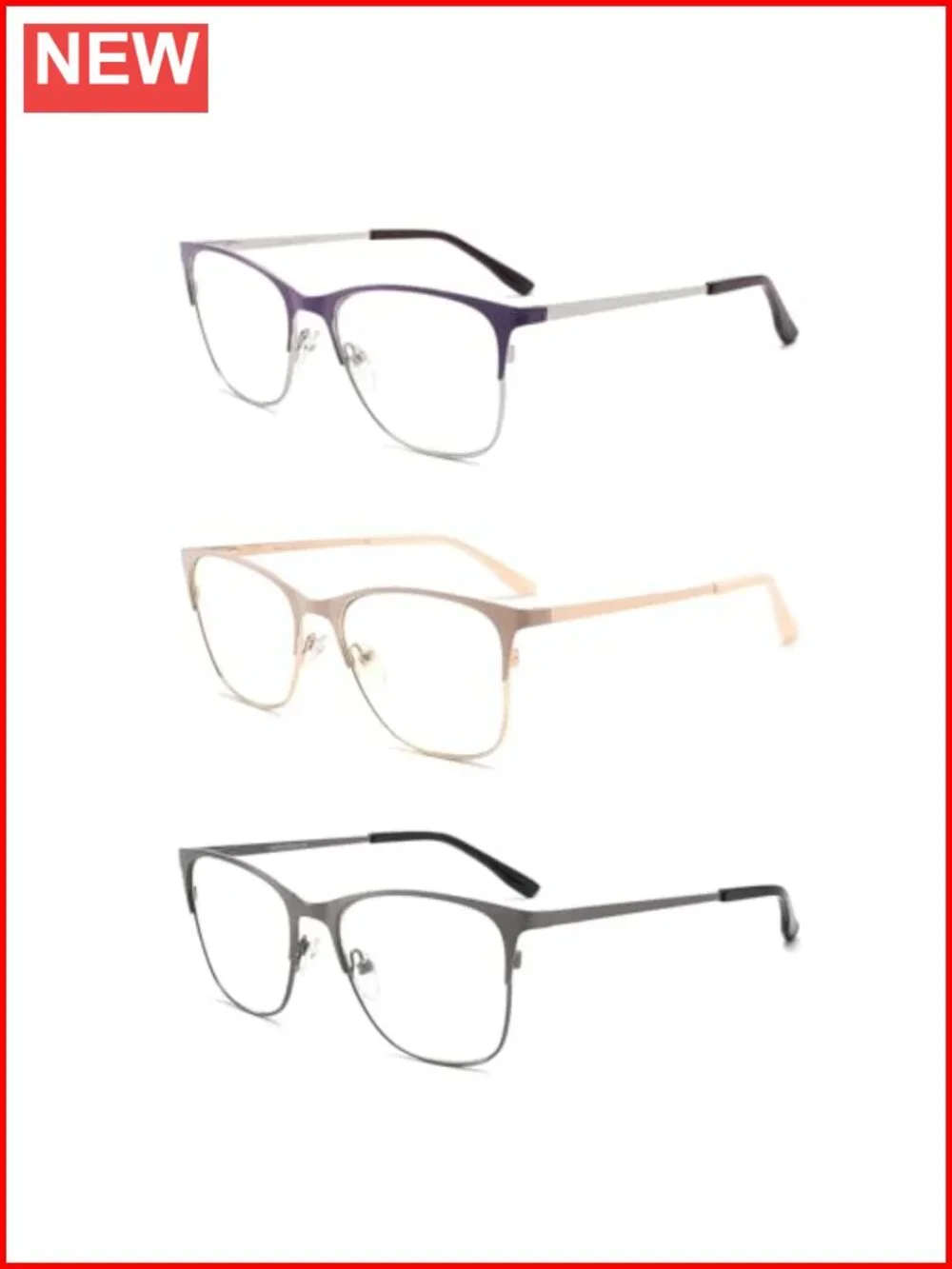 Oversize Metal Reading Glasses Blue Light Blocking Readers